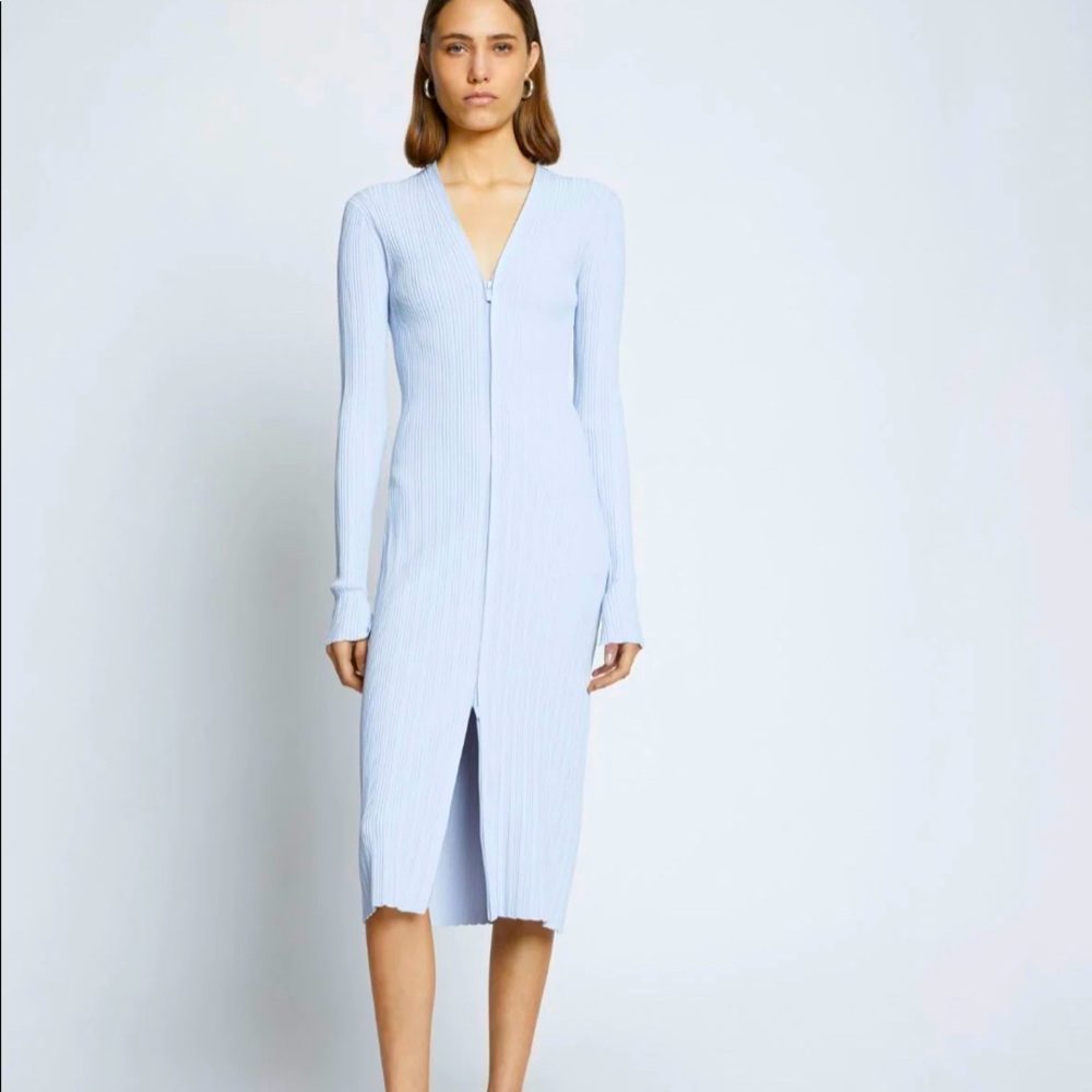 PROUENZA SCHOULER WHITE LABEL Ribbed zip cardigan dress - XS - ICE BLUE